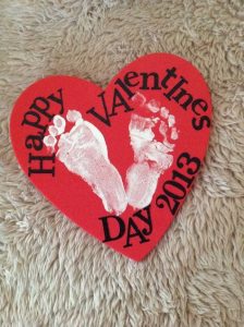 Baby footprint heart craft