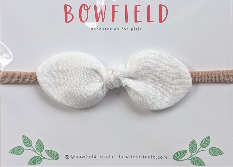 Baby Girl Bow White Linen Gift